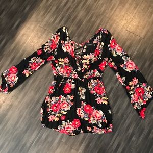 Minkpink black floral romper